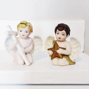 Pair‎ of Vintage Four Seasons Porcelain Cherubs